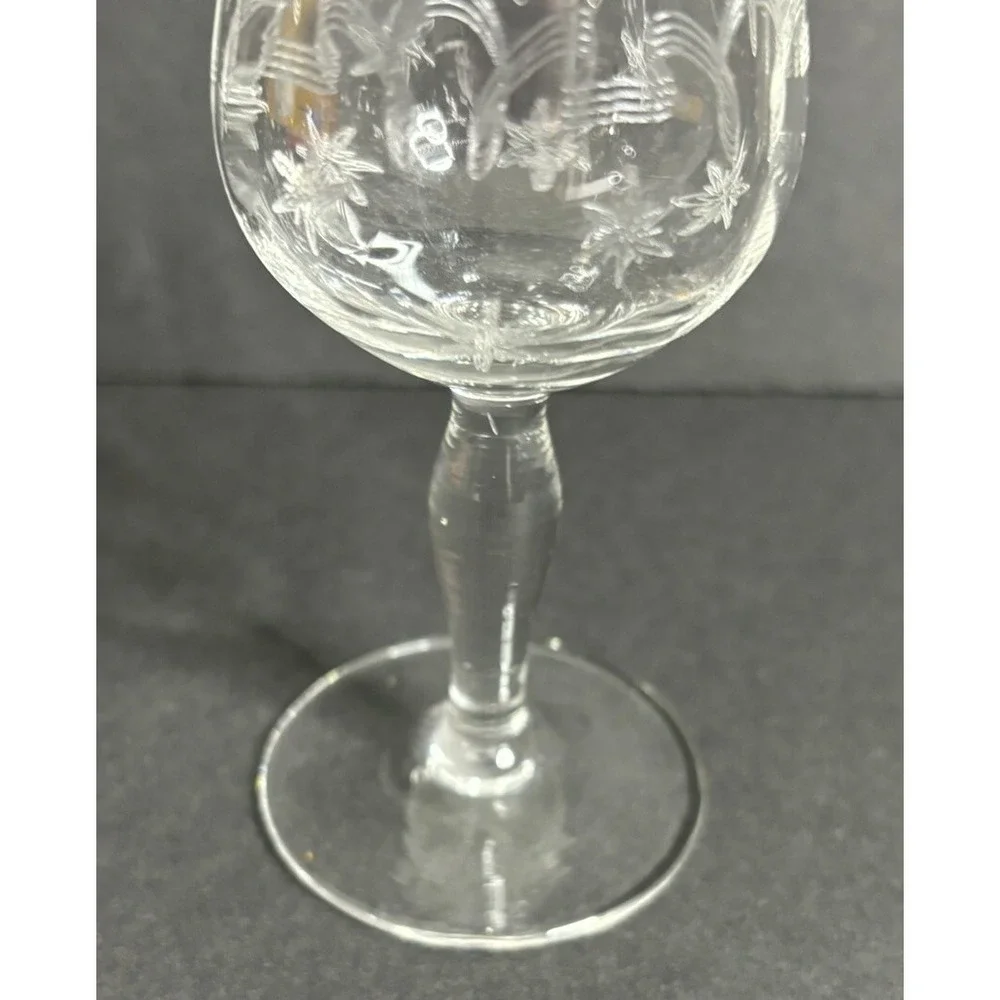 4 Franciscan Tiffin Needle Etch Small Cordial Glasses Optic Stars & Stripes READ